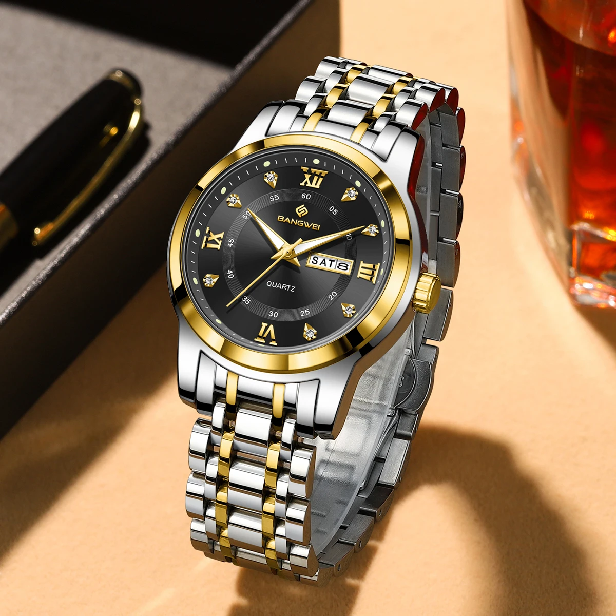 LIGE Fashion Couple Watches Luxury Waterproof Luminous Chronograph Man Wristwatch Stainless Steel Men Quartz Watch Montre Homme