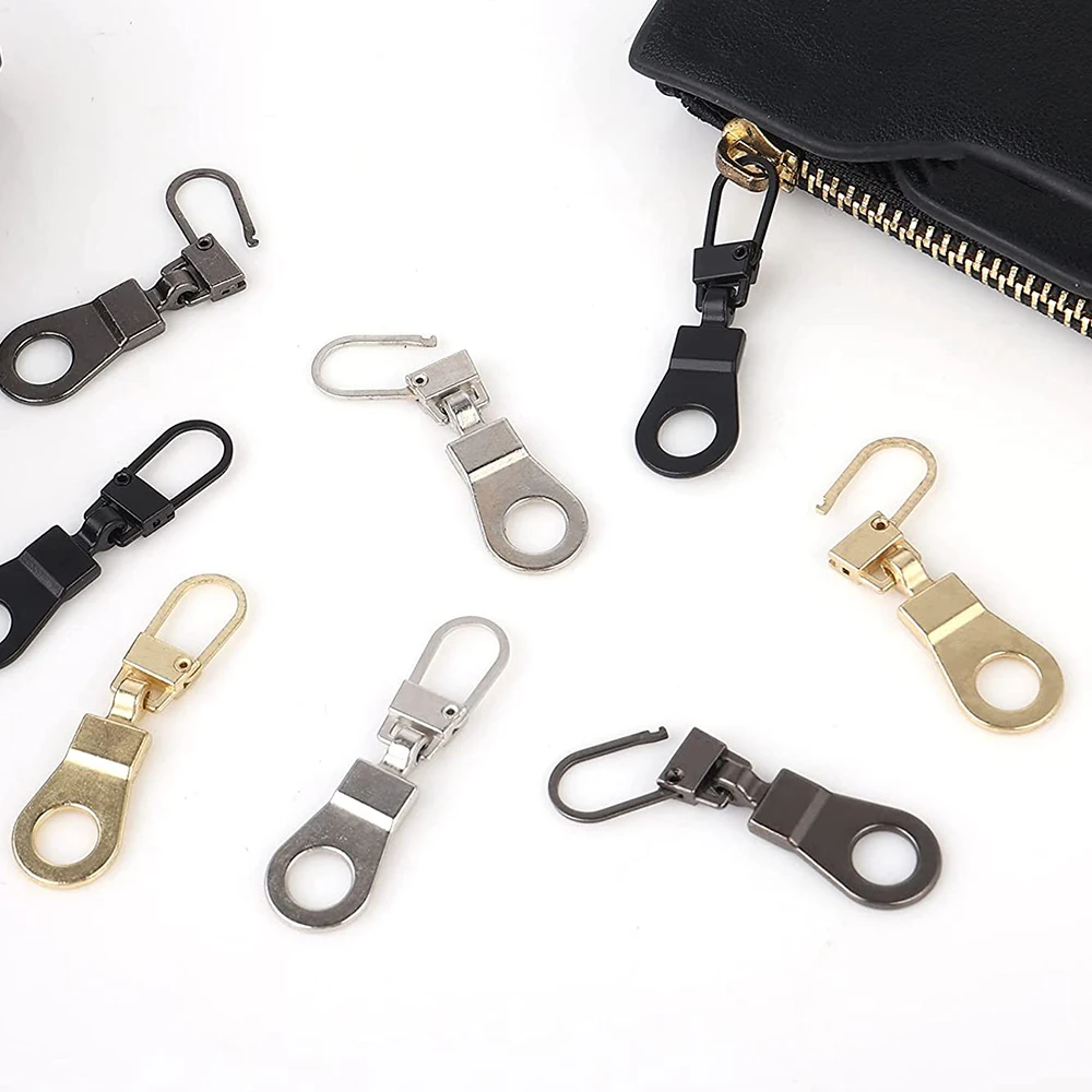 10/8PCS Zipper Replacement Slider Metal Slider Removable Zipper Pull Replacement Slider Kit for Luggage Coat Boots Backpack