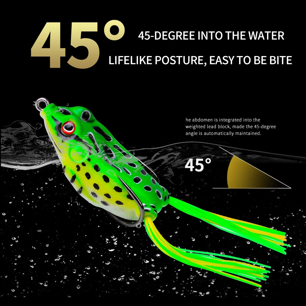 1 pçs 5cm sapo isca tubo macio isca de pesca de plástico com ganchos de pesca topo raio de água sapo artificial 3d olhos