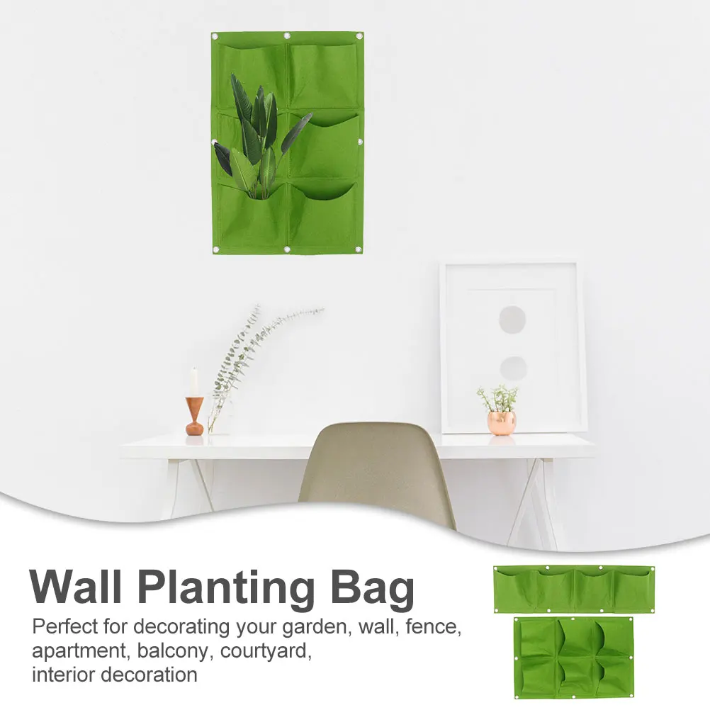 

2 Pcs 4 6 Ports Vertical Wall Hanging Planting Bags Felt Grow Bags Garden Indoor Balcony Courtyard Space Saving Healthy Growth