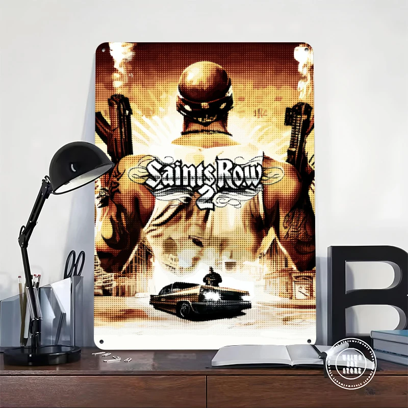 Saints Row 2 Game Cover Metal Poster Customized Wall Art Retro Vintage Metal Signs for Man Cave Wand Deko Coffee Bar Accessories