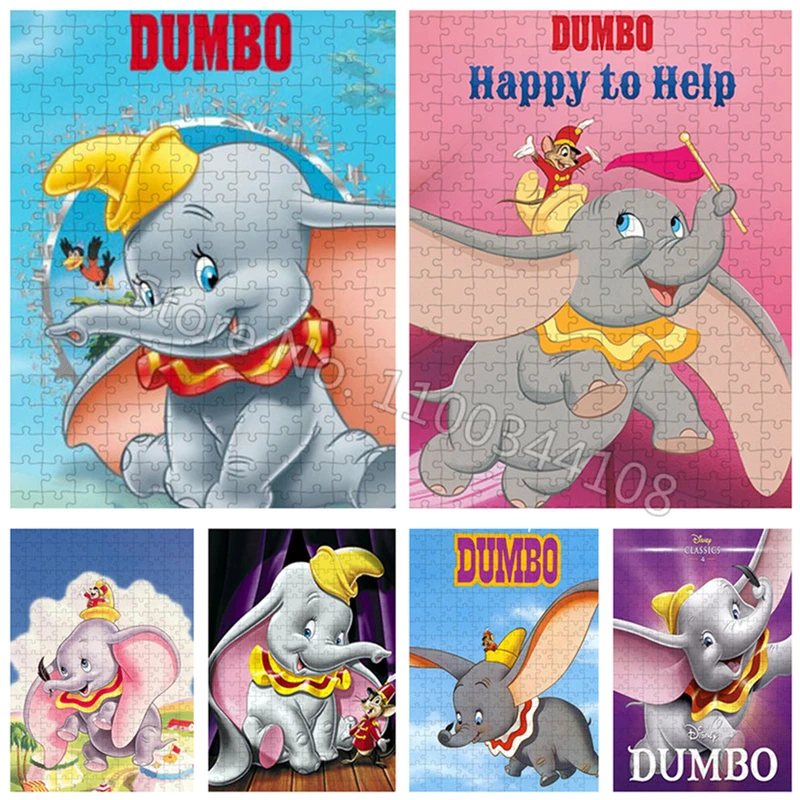 

Dumbo Disney Movie Jigsaw Puzzles Cartoon Animal Elephant Paper Puzzle Adult Leisure Toy Children's Collectibles Handmade Gifts