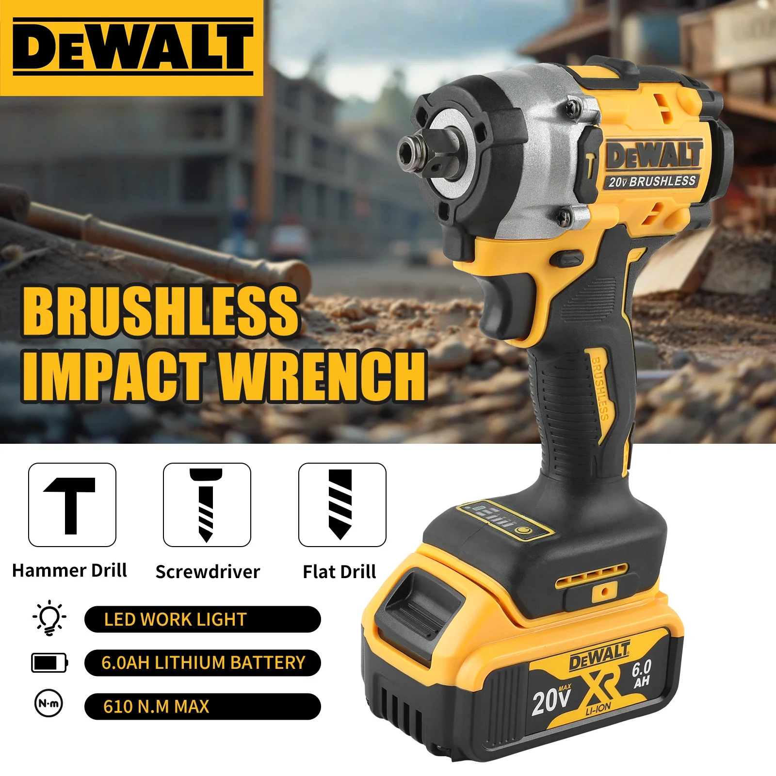 Chave de impacto sem fio DEWALT DCF921 20V máx. 1/2" tem velocidade variável. Seu controle de chave de precisão garante precisão