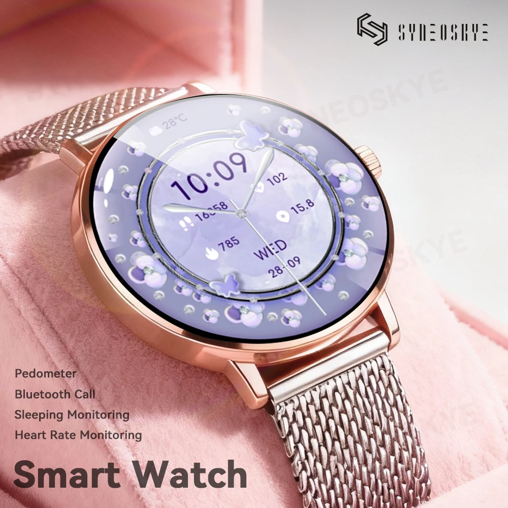

SYNEOSKYE Luxury Smart Watch For Women Bluetooth Call Touch Screen Steel Wristwatch Sport Fitness Watches Gift For Girl/Women