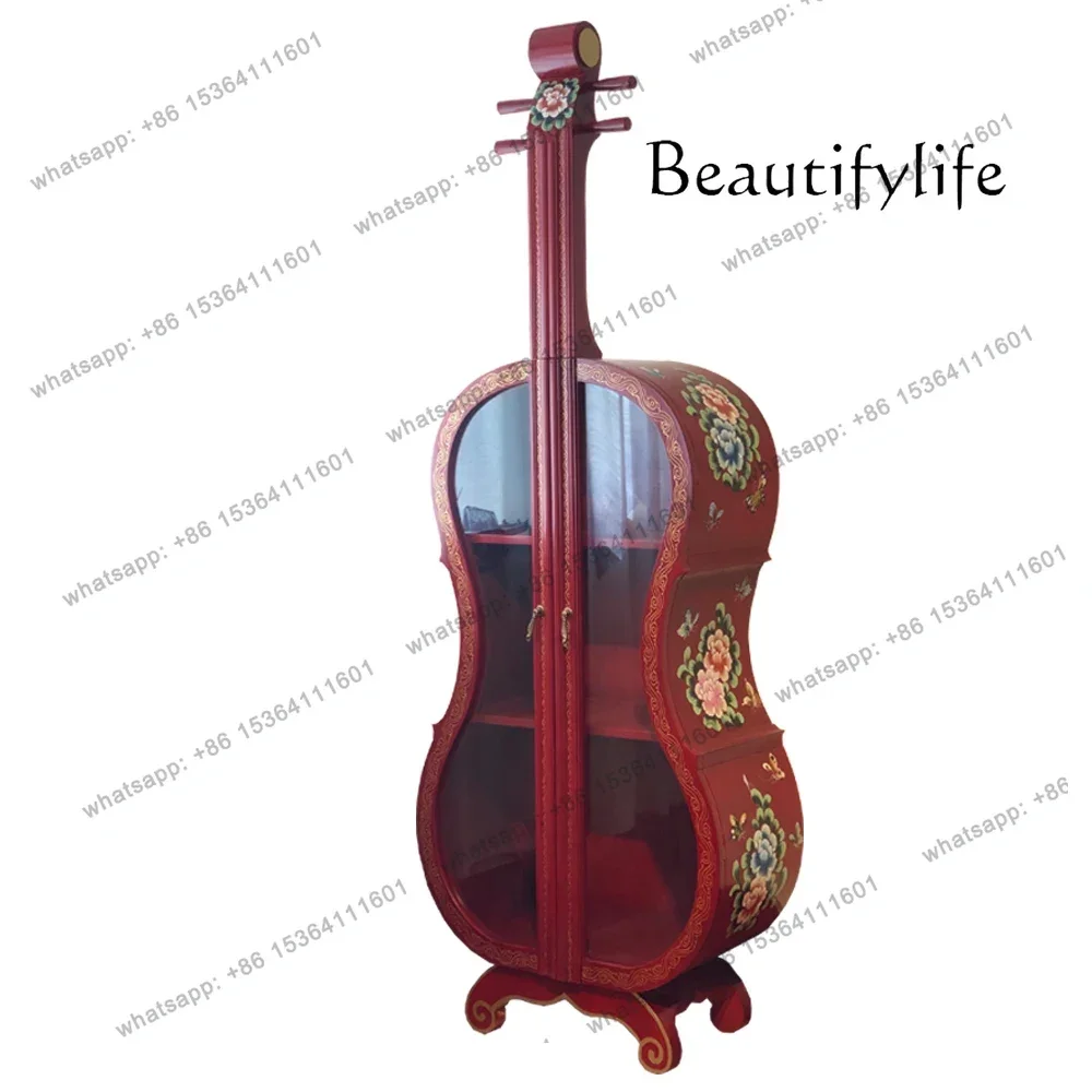

Handmade European painted cello cabinet wine cabinet display Chinese furniture antique retro style storage