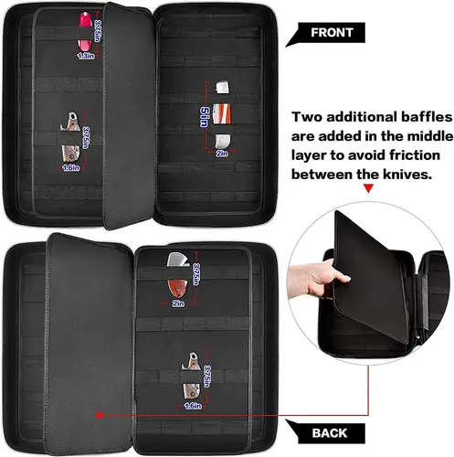 Imagen 2 del producto (SOLO ESTUCHE) Vitrina de cuchillos para más de 66 navajas de bolsillo. Soporte plegable, organizador de almacenamiento de mariposas, bolsa de colección de rollos de cuchillos