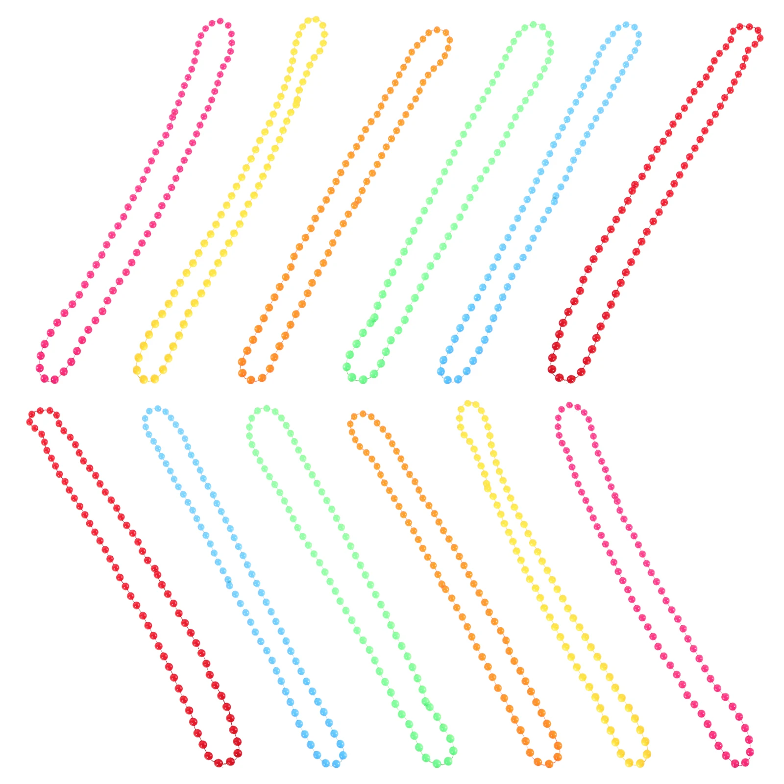 

12pcs Retro Plastic Necklaces For Masquerade Party Carnival Holiday Beads Christmas Valentines Day Colorful Beaded Necklace