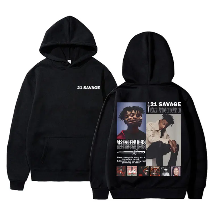 

Rapper 21 Savage Slaughter King Graphic Hoodie Men Women Hip Hop Rap Oversized Sweatshirt Men's Fashion Harajuku Trendy Hoodies