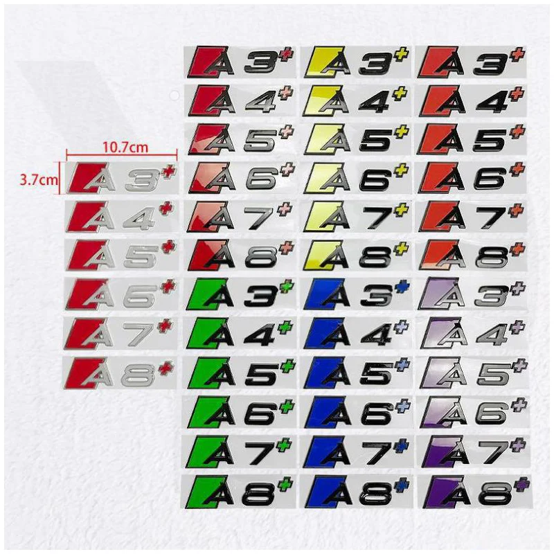 Image of ABS Auto-Aufkleber Heckklappen-Emblem für A3 A4 A5 A6 A7 A8 A3+ A4+ A5+ A6+ A7+ A8+ Karosserie-Dekor Nachrüstung Dekoration