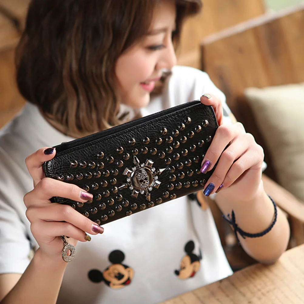 محفظة فضية للجنسين على شكل جمجمة متعددة الوظائف وحقيبة يد وحامل ائتمان ومحفظة عملات معدنية ساحرة للنساء والرجال سهلة الحمل #1