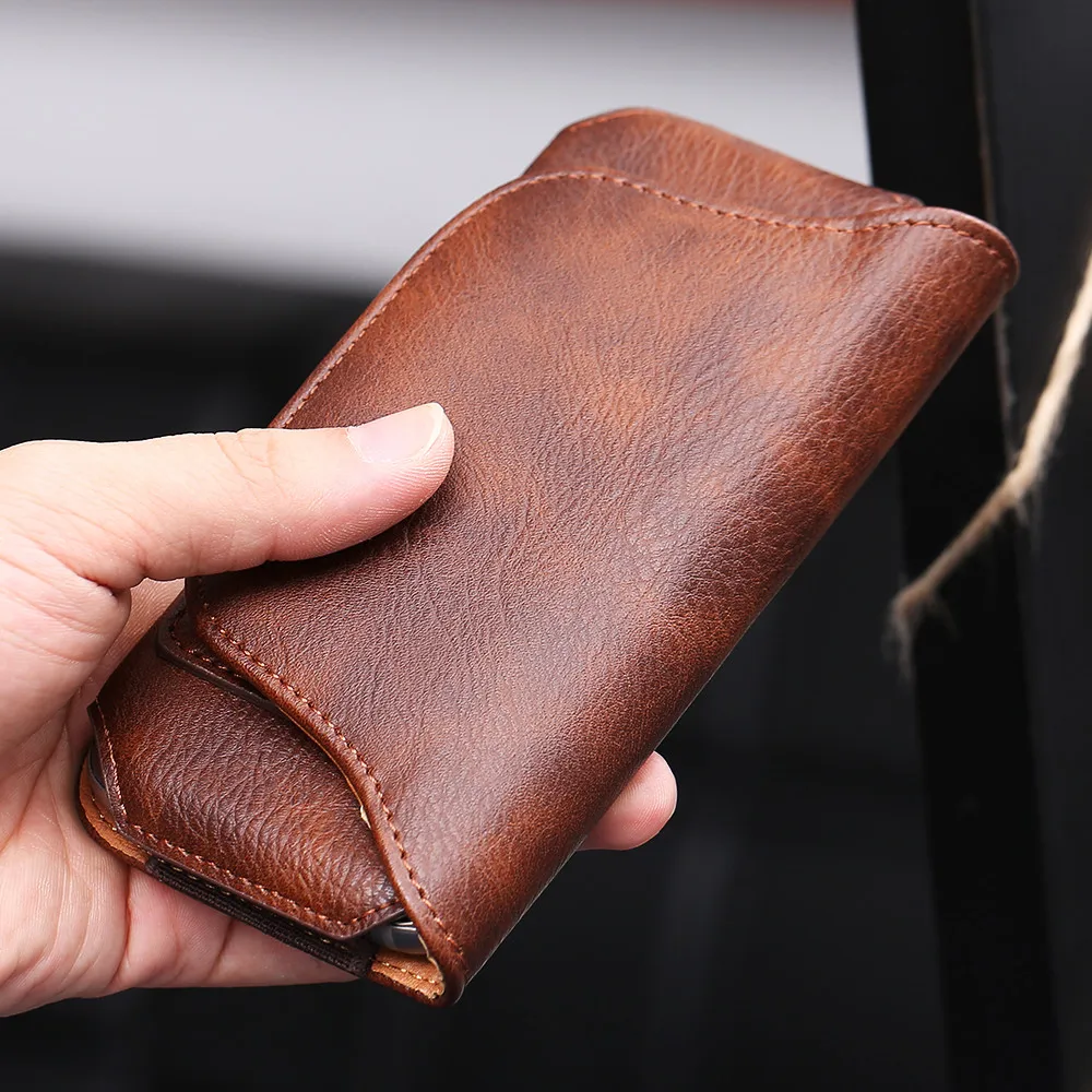 Leather Belt Bag 5.1/5.5/6.3 Inch Waist Bag Magnetic Phone Case For iPhone 12 13 Android Mobiles Pouch Cover For Xiaomi