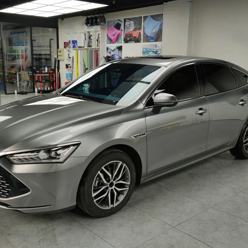 Metal Paint Titanium Grey Color Car Vinyl Wrap Self Adhesive DIY Styling Sticker Cover For Auto Motorcycle Wrapping Accessories
