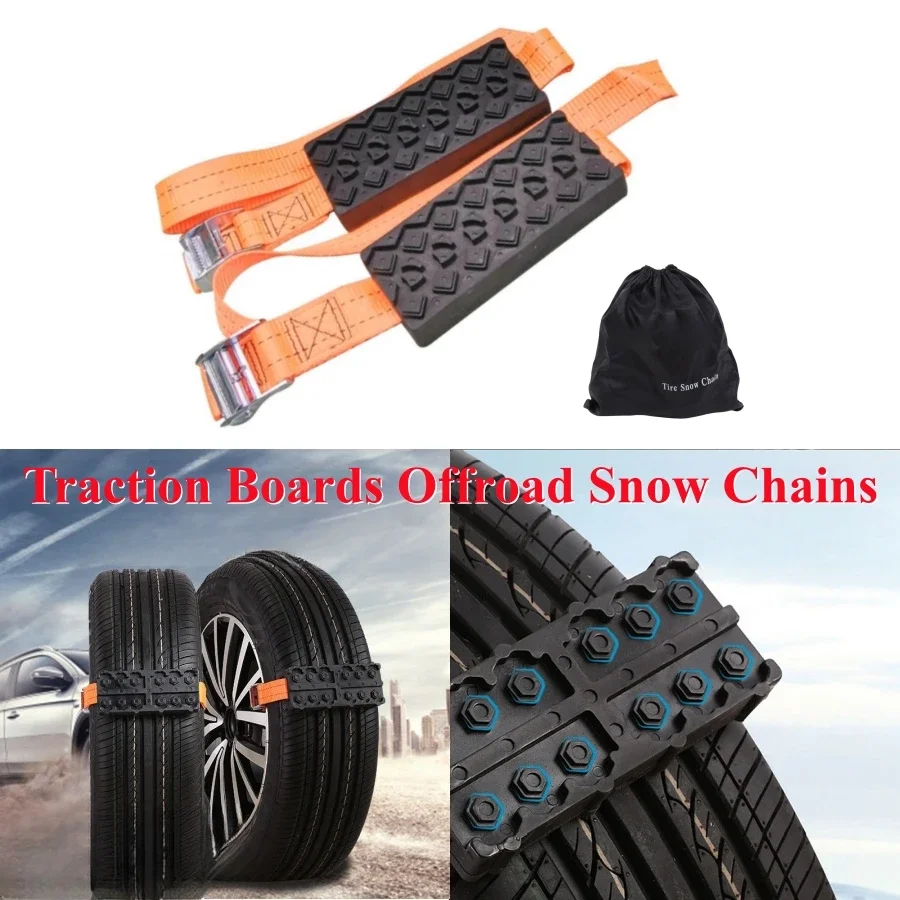 2PCS Traction Boards Offroad Snow Chains Replaces Recovery Boards & Tire Chain For Stuck Tires in Ice Mud Sand Snow For Car SUV