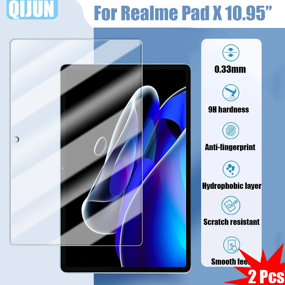 

Tablet glass for OPPO Realme Pad X 10.95" 2022 5G Tempered film Explosion proof and scratch resistant waterpro 2 Pcs RMP2107