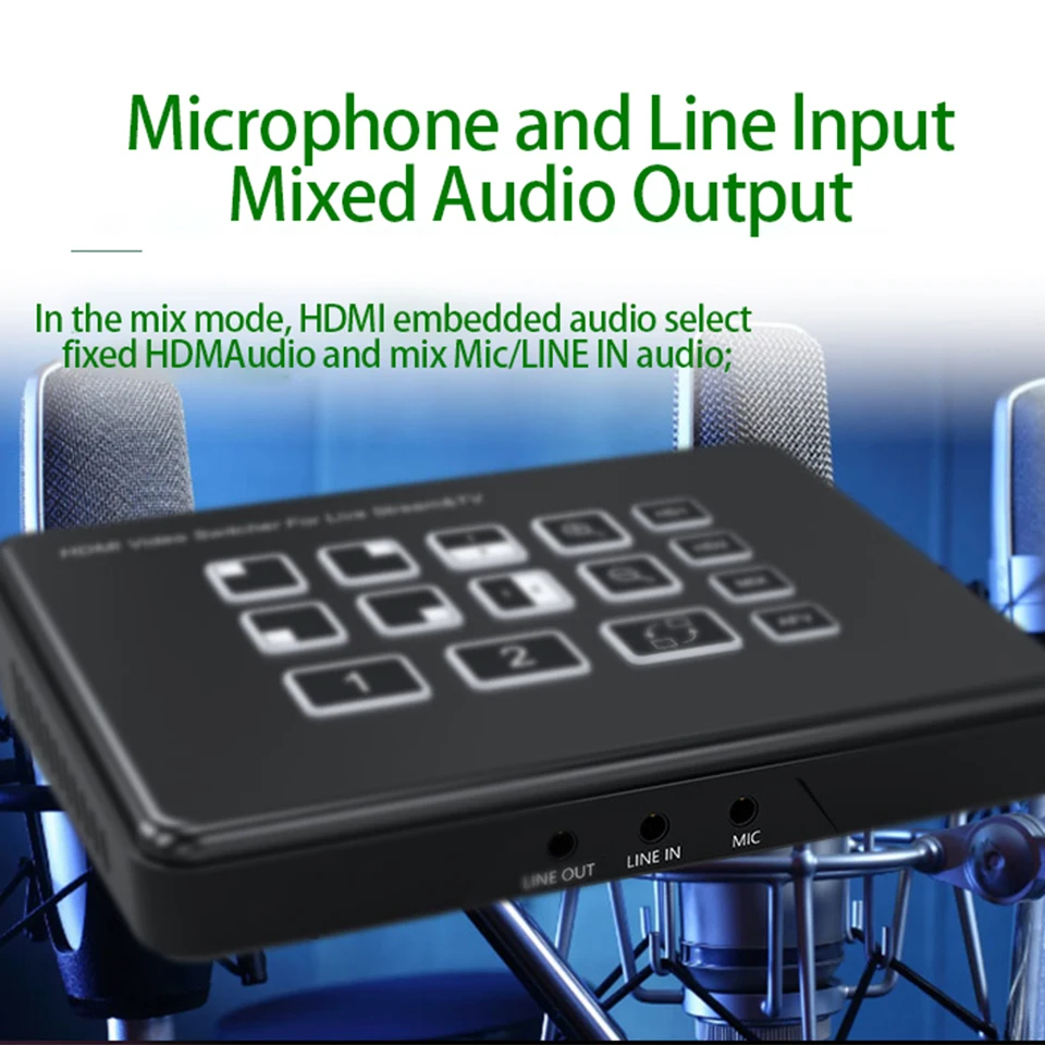 2-Way HDMI Live Streaming Video Mixer Switcher 2 Channel Input 1080P USB C Video Capture Card Record for Camera Game Podcastin