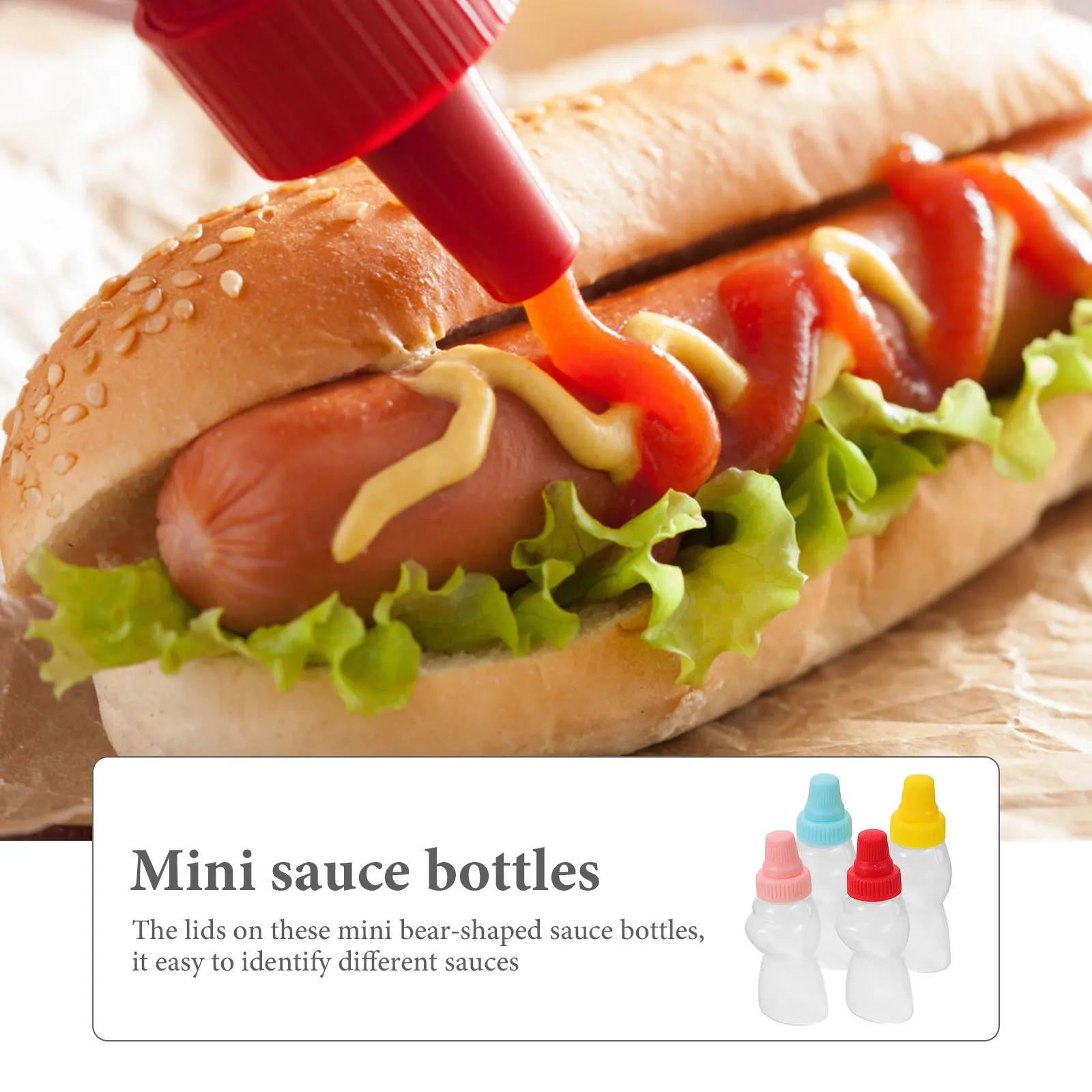 

4pcs Mini Bear Sauce Bottles Refillable Condiment Containers For Soy Vinegar Travel Portable Kitchen Picnic Bento Squeeze Jars