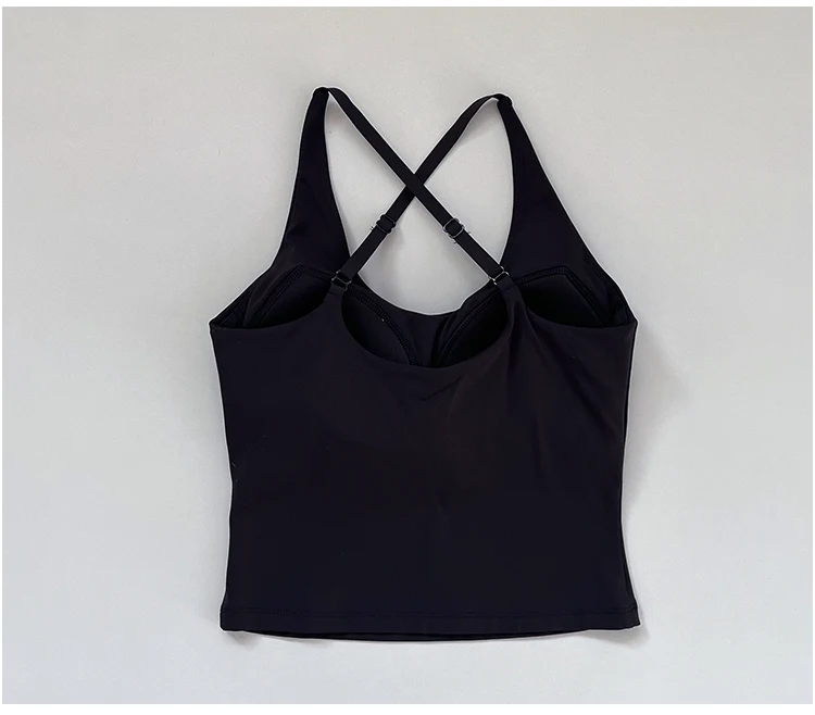 Neuer schmal geschnittener Schultergurt, hängender Nackengurt, schöner Rücken-Sporttop, Damen-Einteiler-Fixier-Yoga-Top, Fitness-BH – Detail 23