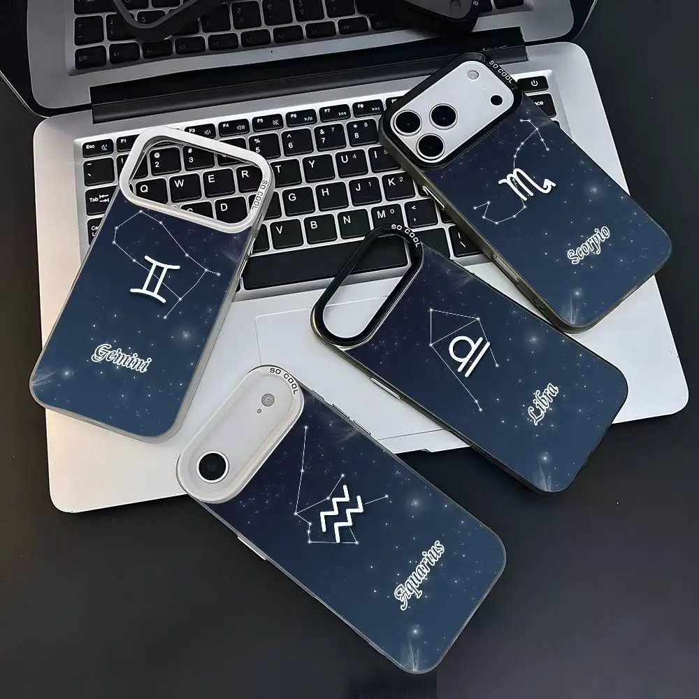 

Twelve constellations Phone Case iPhone 12 13 14 15 16 17Pro Max Plus Protect Plating Phone Cover