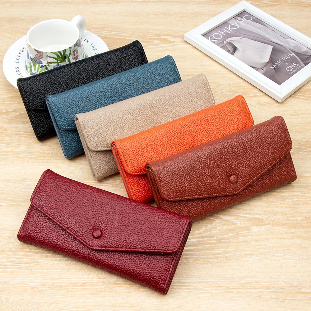 Women Long Wallet PU Leather Envelope Clutch Large Capacity Card Holder Coin Purse Zipper Pocket Lady Purse