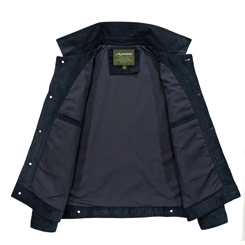 New Men\'s Corduroy Jacket Male Outerwear Spring Autumn Oversized Solid Casual Jacket Men Clothing Coats