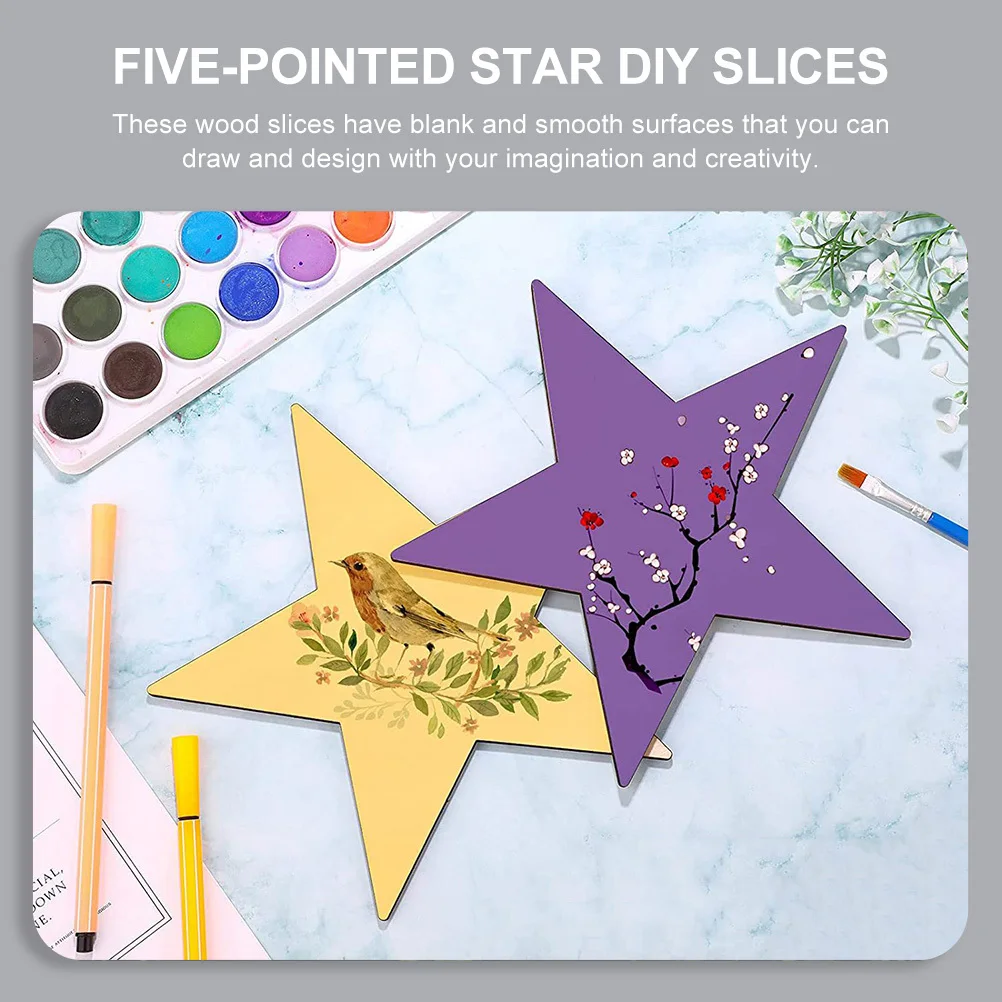 

100Pcs Wooden Five-Pointed Star DIY Wood Chips Blank Smooth Surface Unfinished for Painting Graffiti Craft Decoration