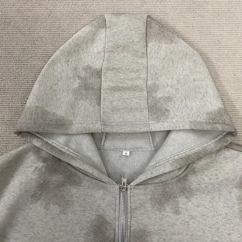 Autunno Inverno Pendolarismo Joker Cappotto da donna Estetica a righe vintage Cardigan con cerniera con cappuccio a maniche lunghe con cuciture alla moda semplice