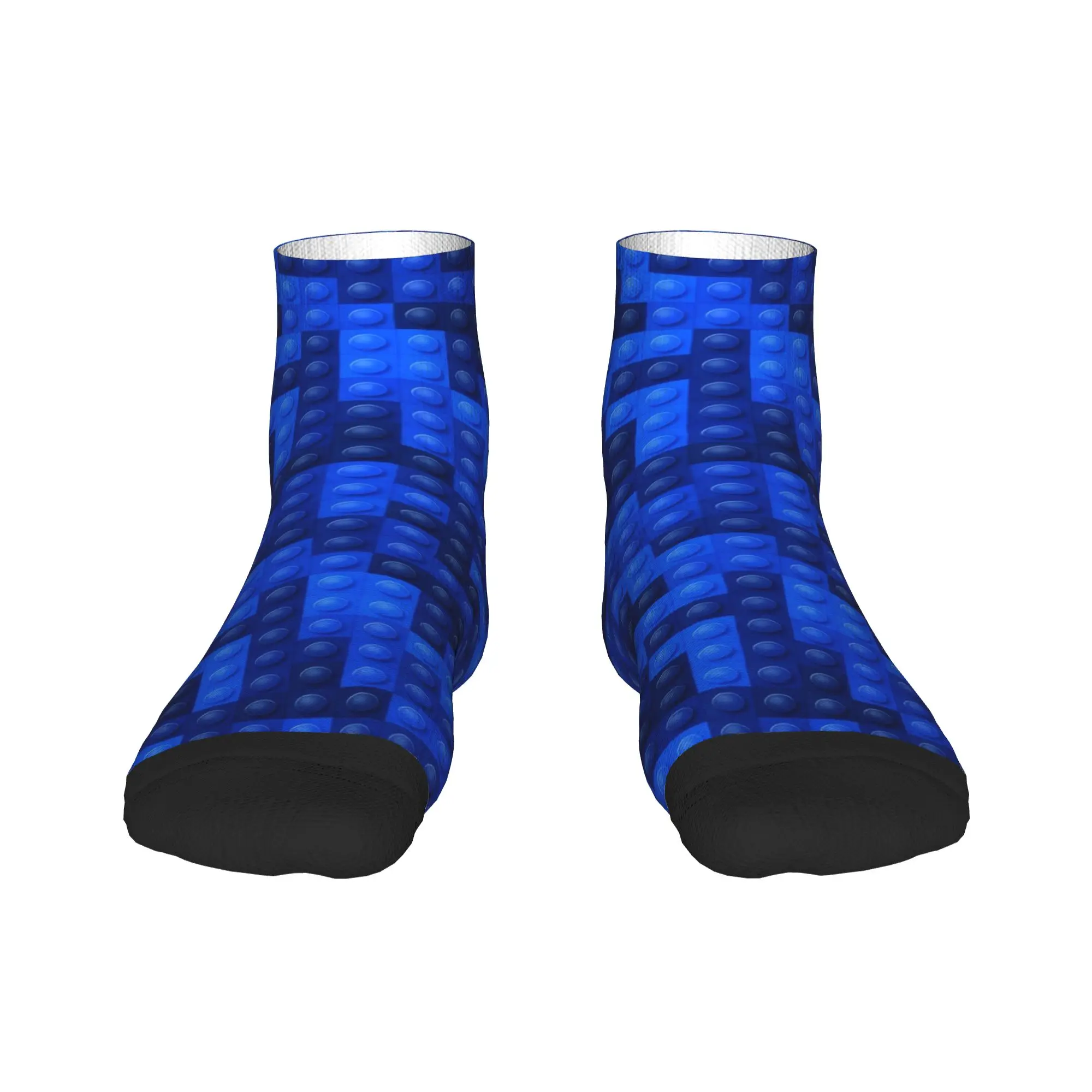 Blue Gradient Building Blocks Pattern Socks Spring  Ankle Socks Fashion Adults Men Soft Socks Design Outdoor Anti Sweat Socks