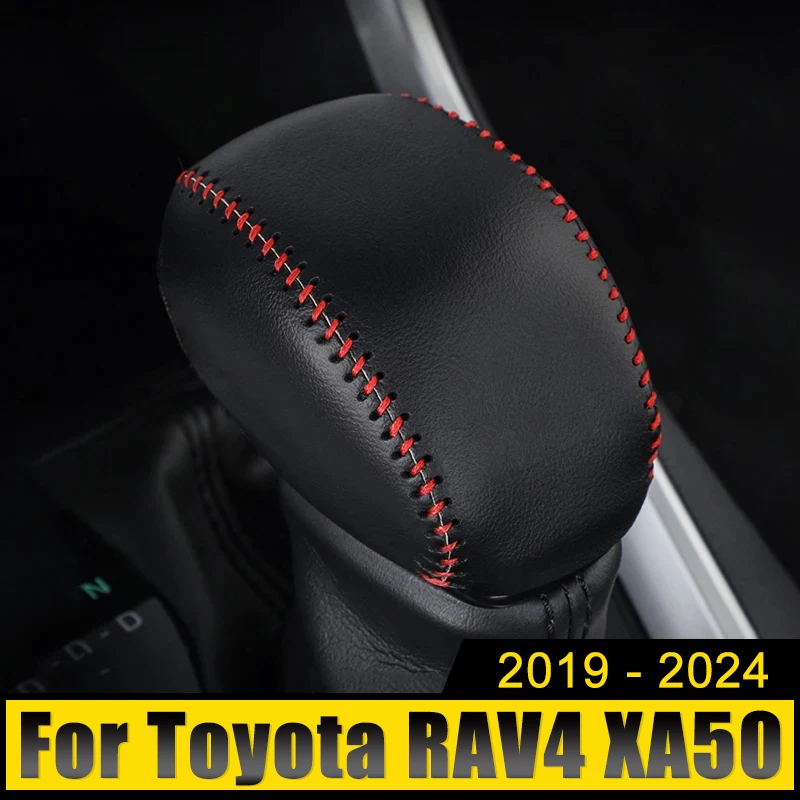 For Toyota RAV4 XA50 2019 2020 2021 2022 2023 2024 Genuine Leather Hand Sewing Gear AT Car Shift Lever Knob Handle Cover Case
