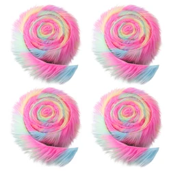 4Pcs Faux Fur Fabric Precut Strips Colorful Shaggy Plush Trim Rolls Fuzzy Craft Fur Ribbon for DIY Crafts Beard Hair Costume