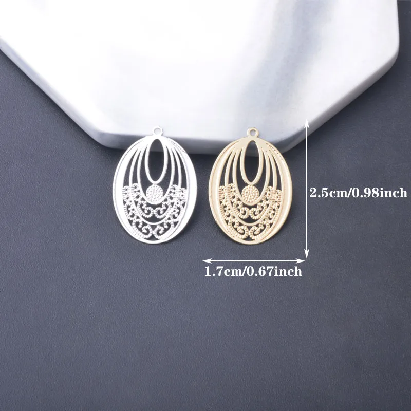 30 Stück AB494 Messing-Schmuckanhänger in Hellgold, ovale Charms für DIY-Ohrringe und Halsketten für Damen – Detail 2