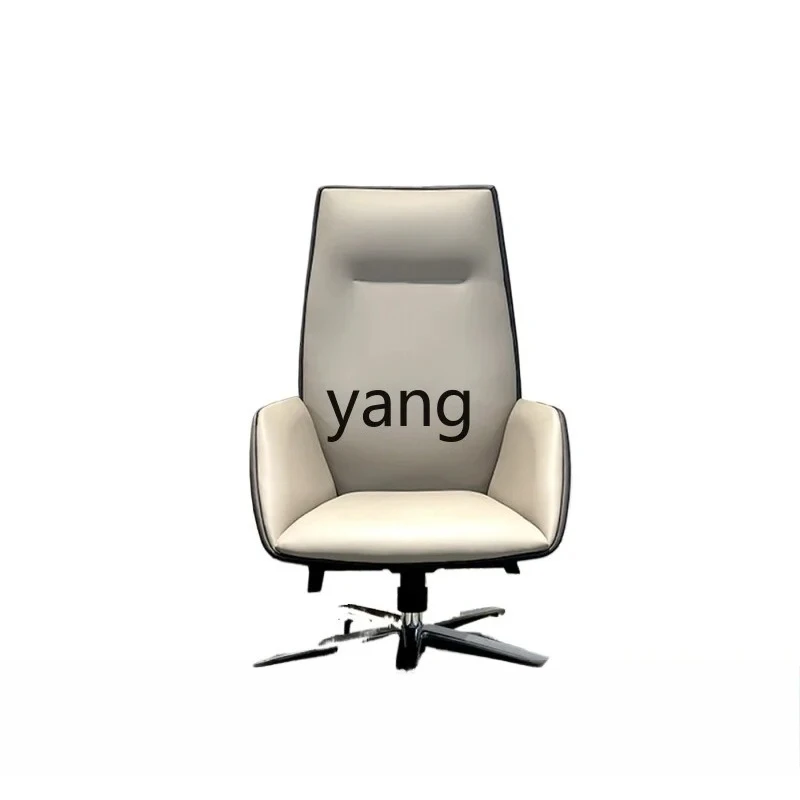 LTT cowhide boss office chair home comfort sedentary high backrest conference room lift seat