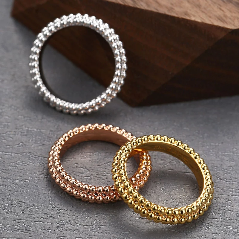 Top Quality S925 Sterling Silver Beads Style Finger Ring Women's Luxury Brand Jewelry Rose Gold Anniversary Gift view 2