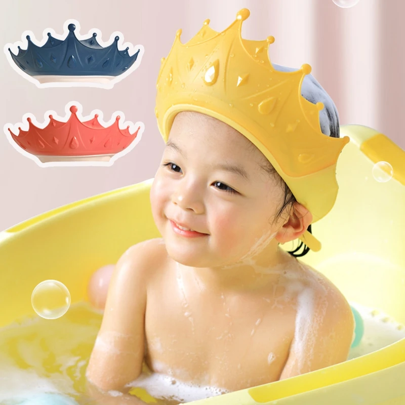 Baby Swim Shower Cap Bath Shampoo Adjustable Eye Protection Head Water Cover Baby Care Wash Hair Shower Cap For 0-6 Years Kids