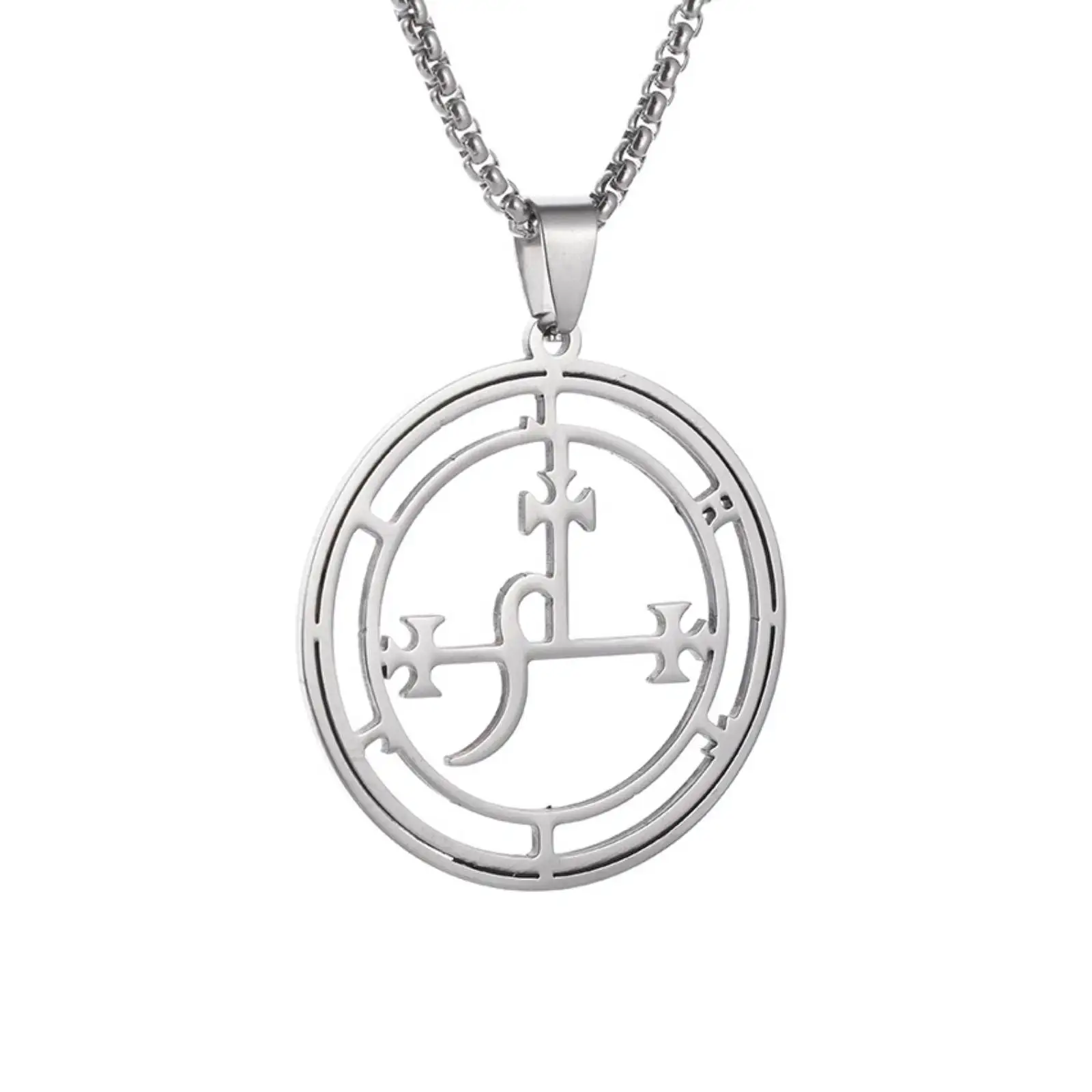 Edelstahl-Siegel von Lilith Anhänger Halskette Siegel von Lilith Symbol Salomon Magischer Amulett-Schmuck für Männer und Frauen – Detail 1