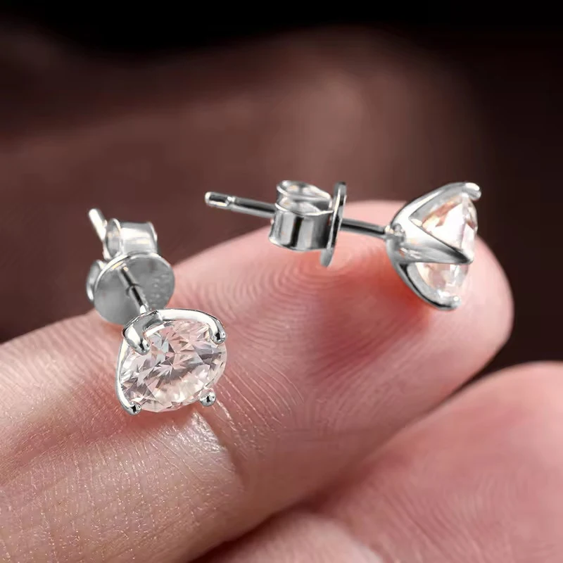 OXTAO 0,3–2 Karat Moissanit-Ohrstecker für Damen, funkelnder Labor-Imitationsdiamant-Ohrring, luxuriöser Hochzeitsschmuck, 14 Karat Gold gefüllt – Detail 3