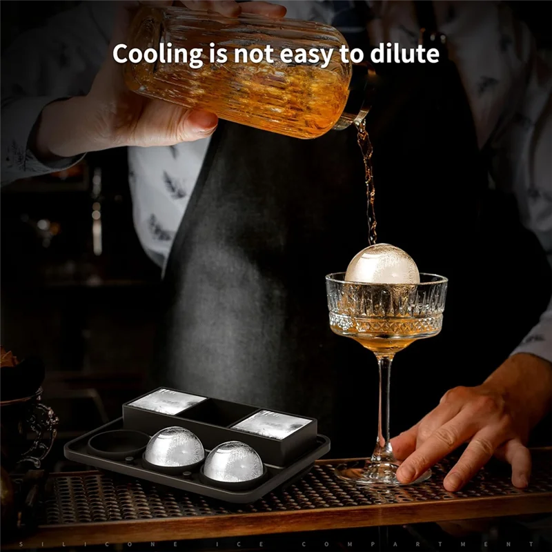Ice-Cube Tray Combo, Square & Ball Ice Molds, Slow Melting For Whiskey, Easy Release, Reusable-ABUA