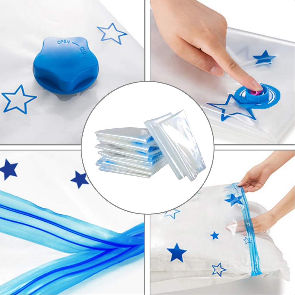 

4Pcs Vaccum Compression Bags Foldable Clothes Storage Reusable Home Bedroom Travel Plastic Bag Bedding Container