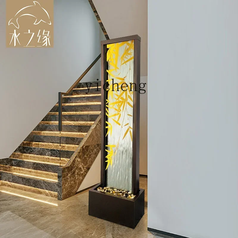 

living room modern flowing water ornament floor-to-ceiling circulating water light luxury creative water curtain wall
