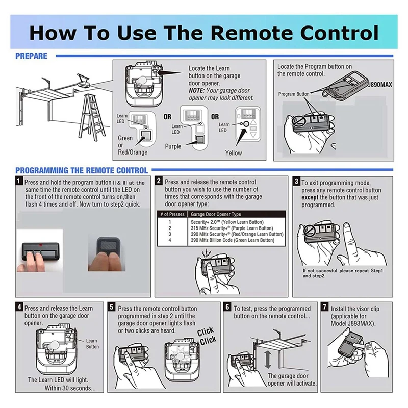 4PCS Garage Door Opener Remote Control For Liftmaster 890Max, Garage Door Remote Control 3-Button Mini Key Chain