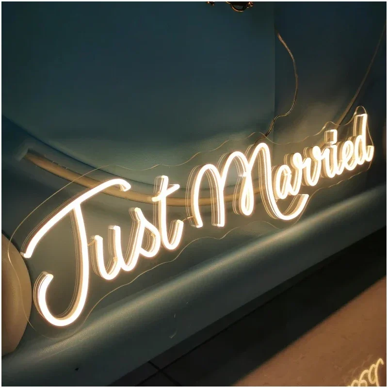 Just Married Neon Signs Warm White Wedding Decor Party Custom Neon Led Sign Light Room Decor Wall Home Neon Gift Marry Me Lamp