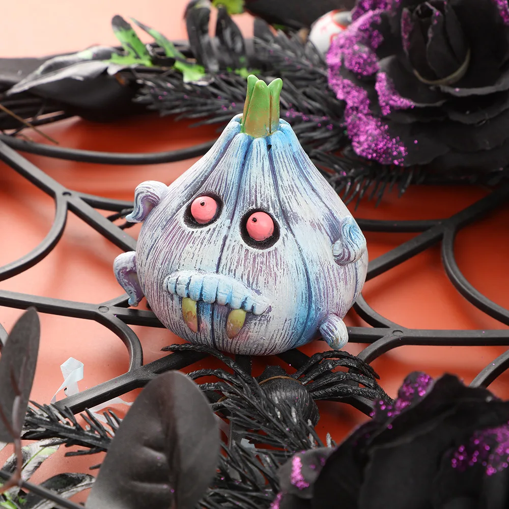 Halloween vampire garlic statue witch hat home desktop decoration environmentally friendly resin crafts ghost ornaments