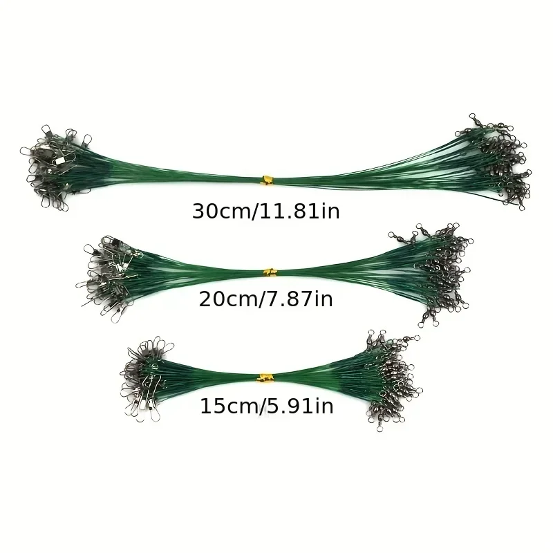 20pcs 20cm Stainless Steel Wire Leader Fishing Leash With Swivel Anti-bite Line Leadcore For Lure Accessories Pike