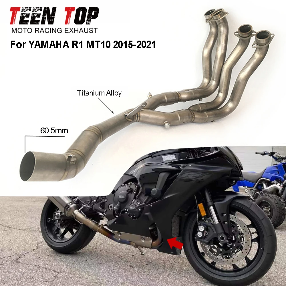 For YAMAHA R1 MT10 Moto Exhaust Front Pipe 15-21 Motorcycle Exhaust Muffler 60.5mm Titanium Alloy Exhaust Systems Header Pipe