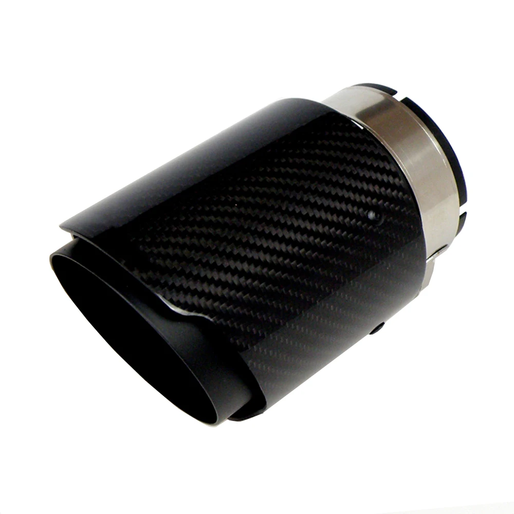 

Car Universal Black Glossy Twill Carbon fiber tip Car Exhaust Tip Black Stainless Steel For BMW BENZ AUDI Car Accessories