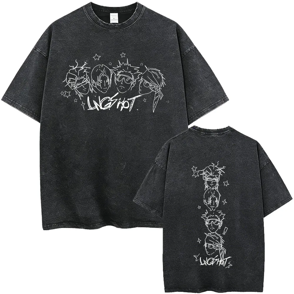 Washed Vintage Kpop Fashion Jay Park LNGSHOT Face Graphic T-shirt 4SHOBOIZ Merch T-shirts Men Women Casual High Quality T Shirts