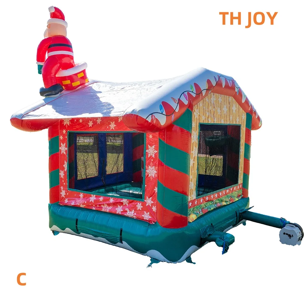 Maison de saut gonflable de noël, location commerciale, maison de rebond gonflable avec dessin animé du père noël