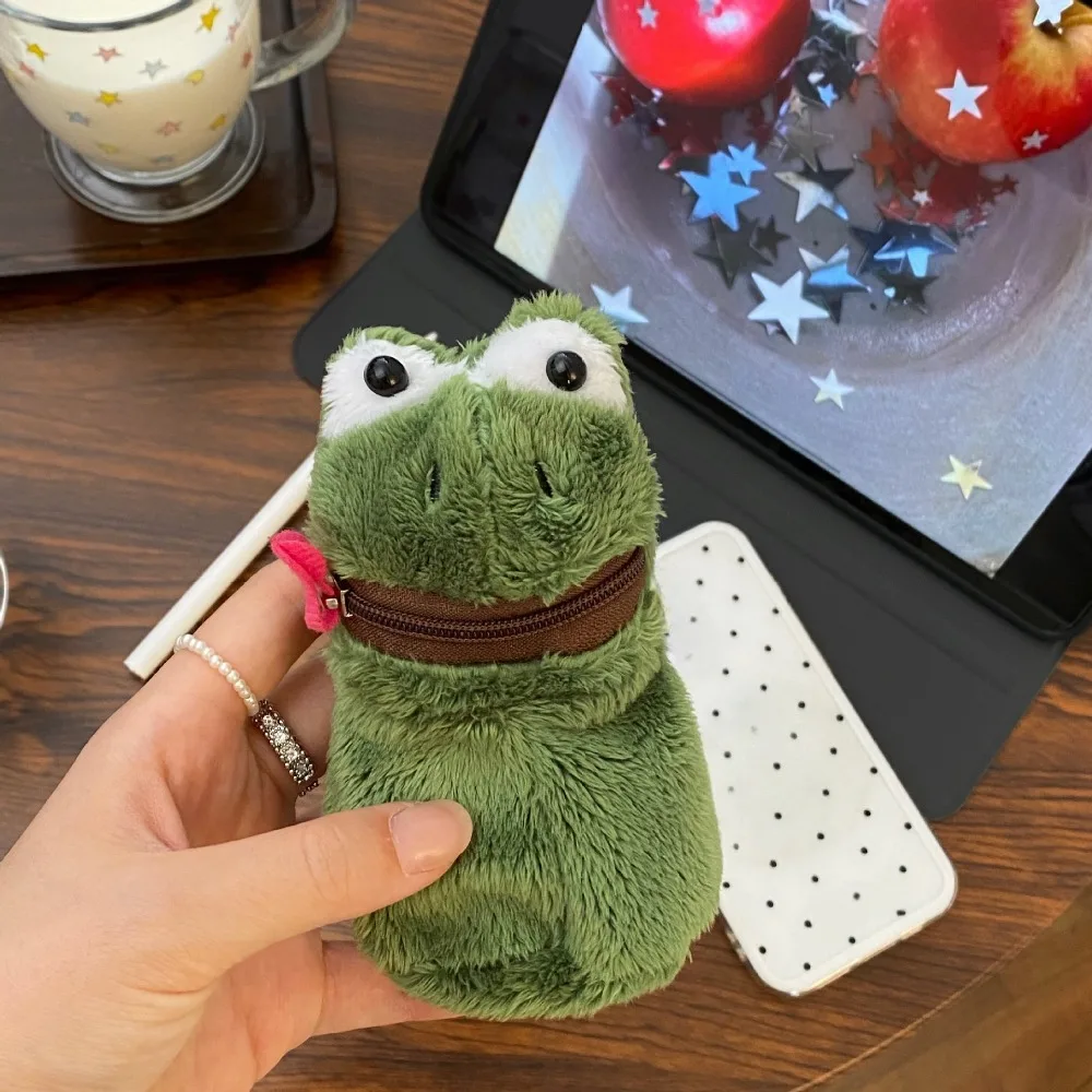 

Zipper Creative Open Mouth Frog Coin Purse Wallet Funny Furry Frog Plush Money Bag Mini Cute Frog Earphone Bag Gifts