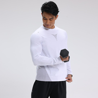 Quick Dry Men Long Sleeve T-shirt Running Sport Shirt Gym Clothing Fitness Training Sportswear White Jogging Tshirt