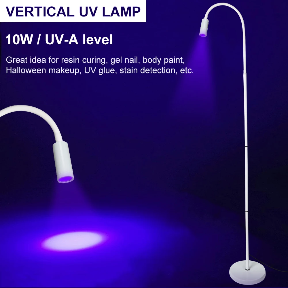 Lámpara de curado UV LED de 10W con interruptor de pie, secado rápido de esmalte de uñas y pestañas, lámpara de pie para decoración de manicura en el hogar y salón