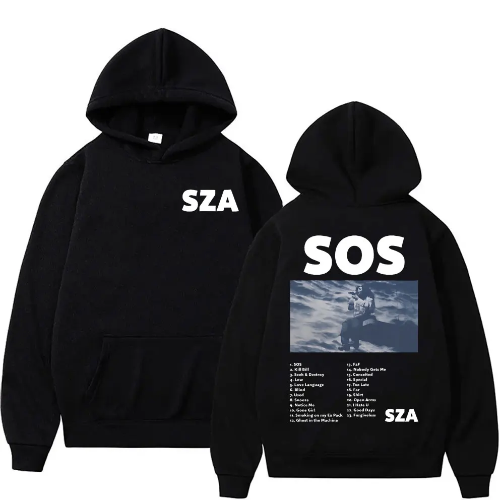 

Rapper SZA SOS Album Graphic Print Hoodie Men Women Hip Hop Oversized Pullover Male Vintage Streetwear Unisex Casual Hoodies